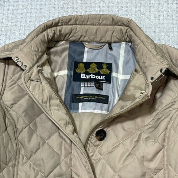 Women's Barbour Forth Quilt Coat The Tartan Collection Tan Size 8 - Picture 10 of 16